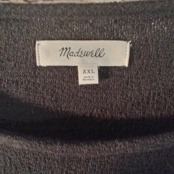 Madewell Textured Black Eyelet Mix Ruffle Longsleeve Top XXL - Picture 4 of 15